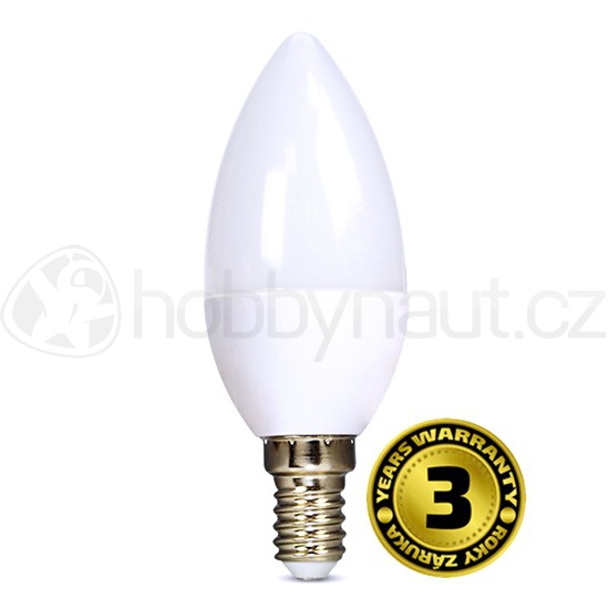 Elektro - LED žárovka svíčka, patice E14, 6W, 450lm, 6000K