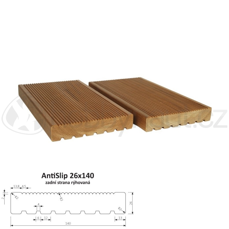 Dřevo - ThermoWood terasové prkno AntiSlip 26x140mm